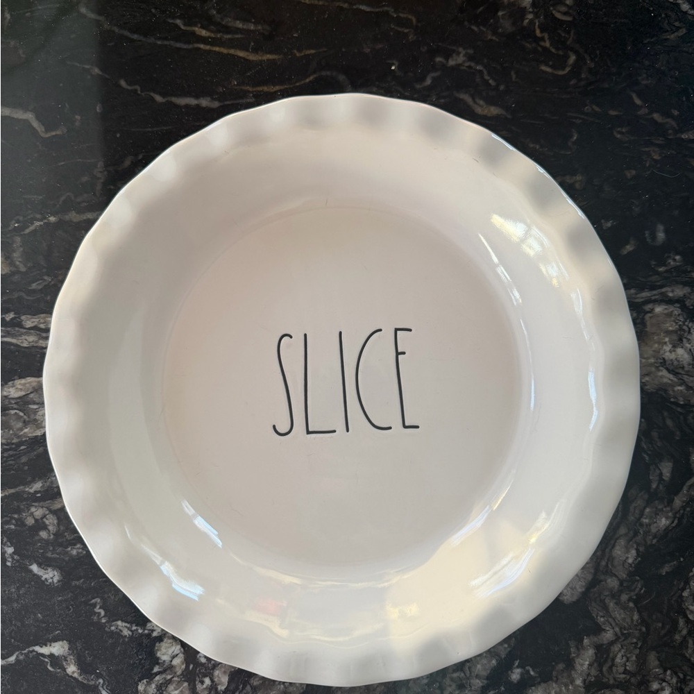 Rae Dunn White 'Slice' Pie Plate 10”